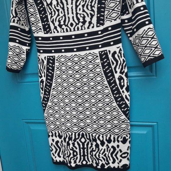 Animal Print Dress Body Con Rayon Knit Gorgeous Wild Black and White Print - Picture 6 of 16